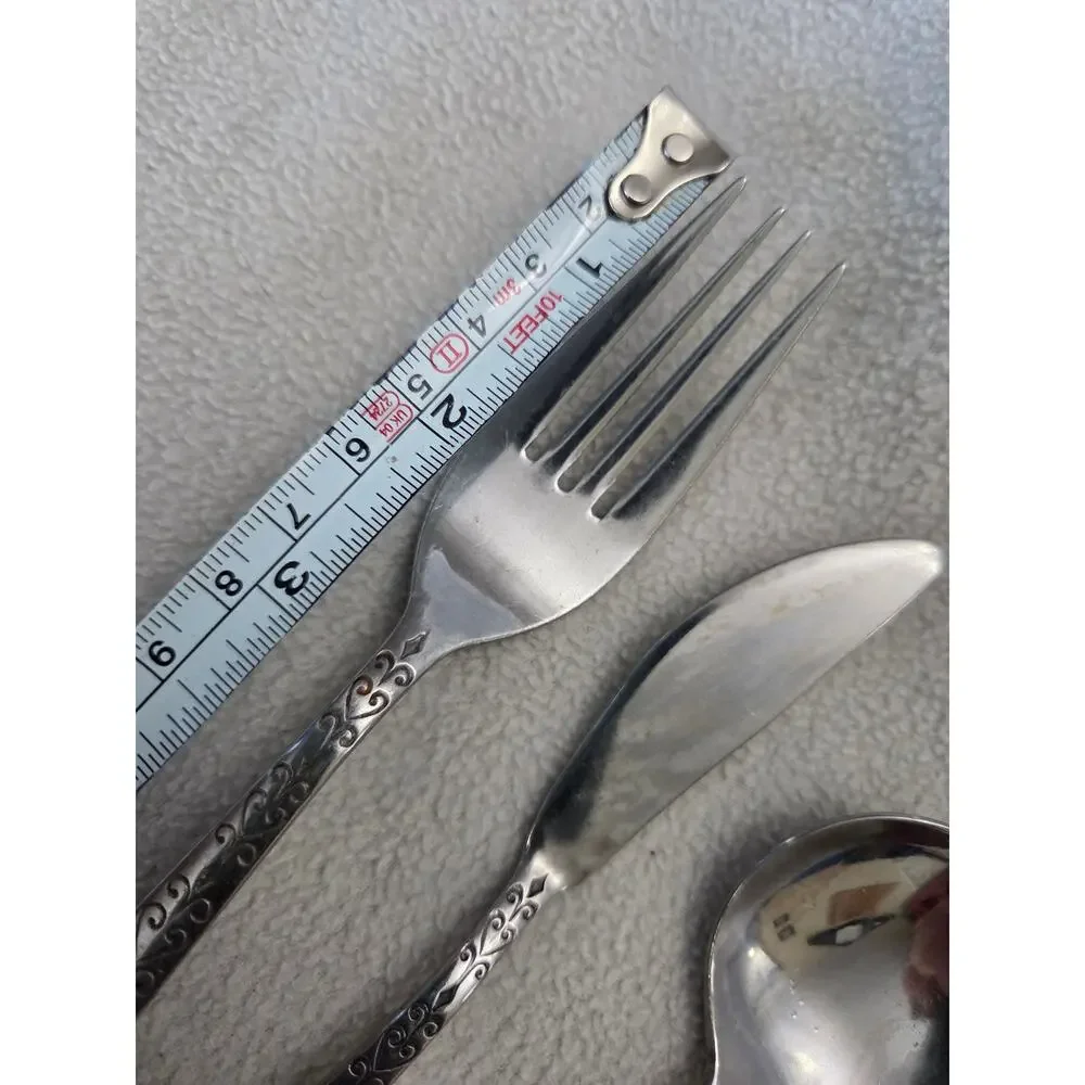 Lot 3 Vintage Interpur Japan Silverware Set Butter Knife Soup Spoon Swirl
